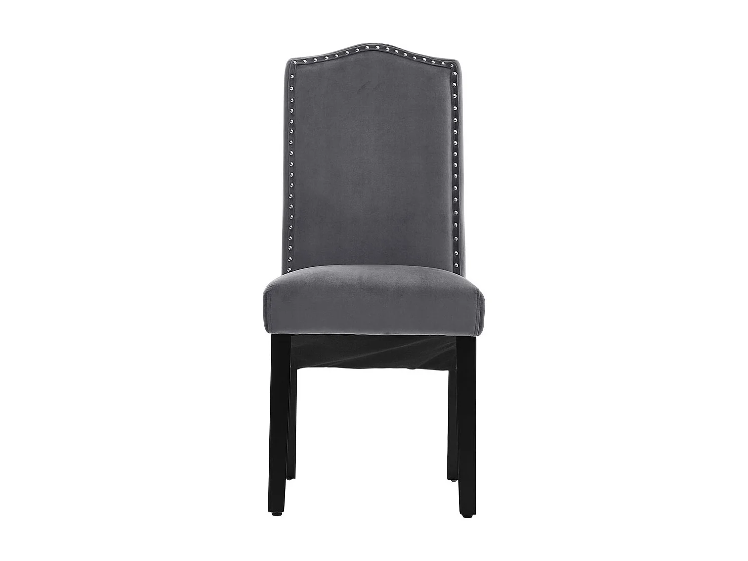 Set of 2 Grey Velvet High-Back Dining Chair