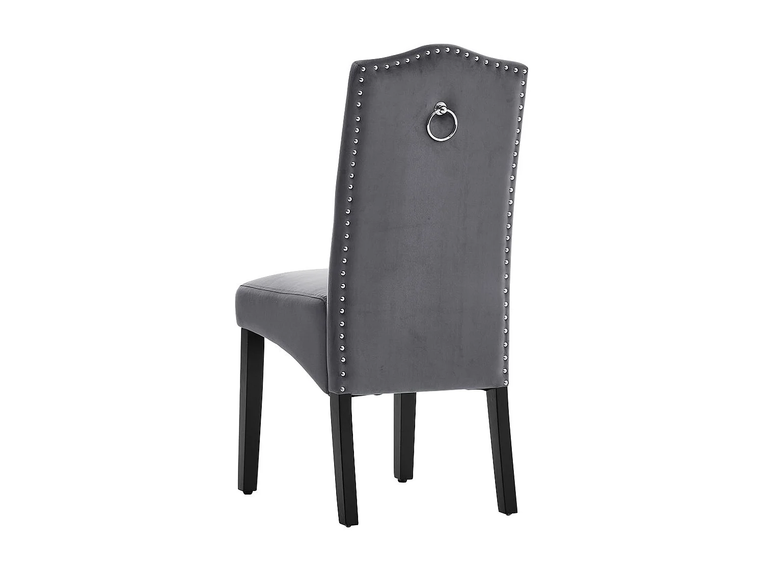 Set of 2 Grey Velvet High-Back Dining Chair