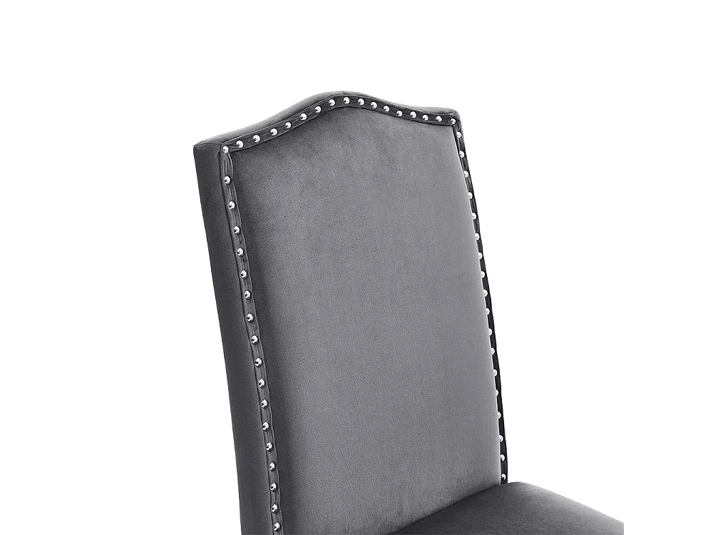 Set of 2 Grey Velvet High-Back Dining Chair