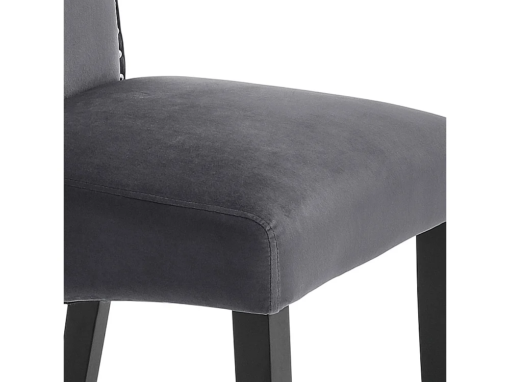 Set of 2 Grey Velvet High-Back Dining Chair