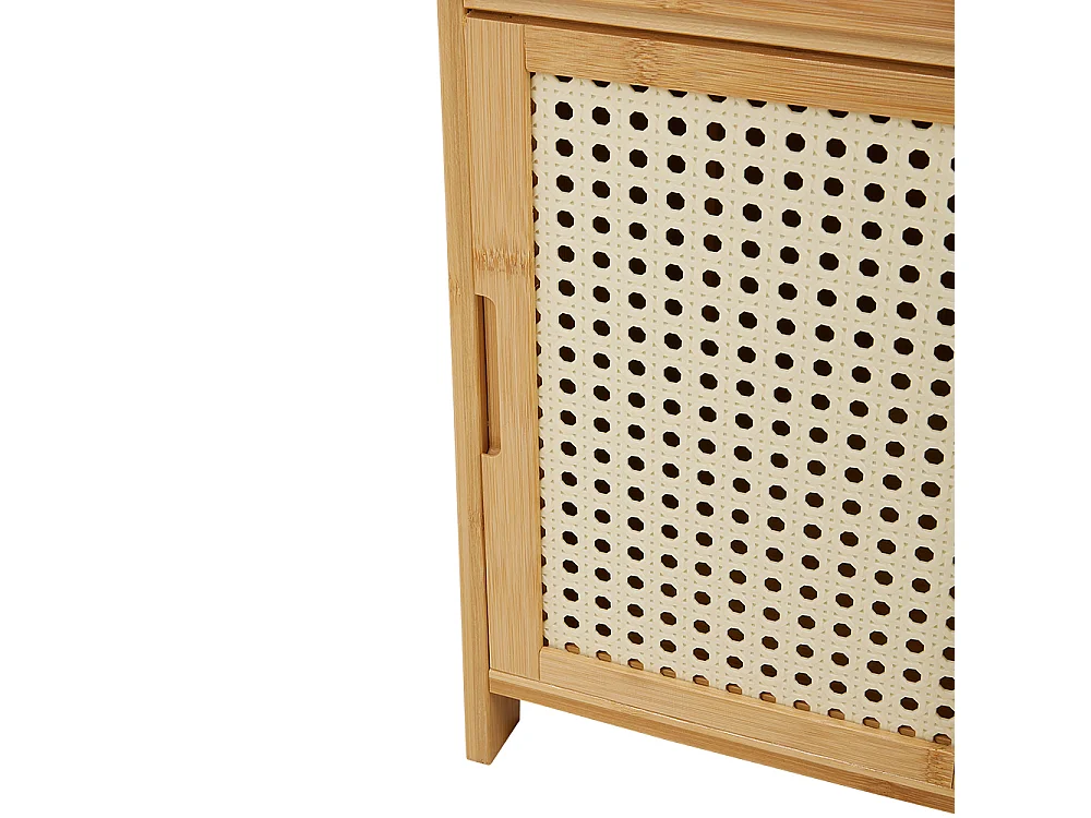 Natural Solid Wood Nightstand with Drawer and Sliding Door