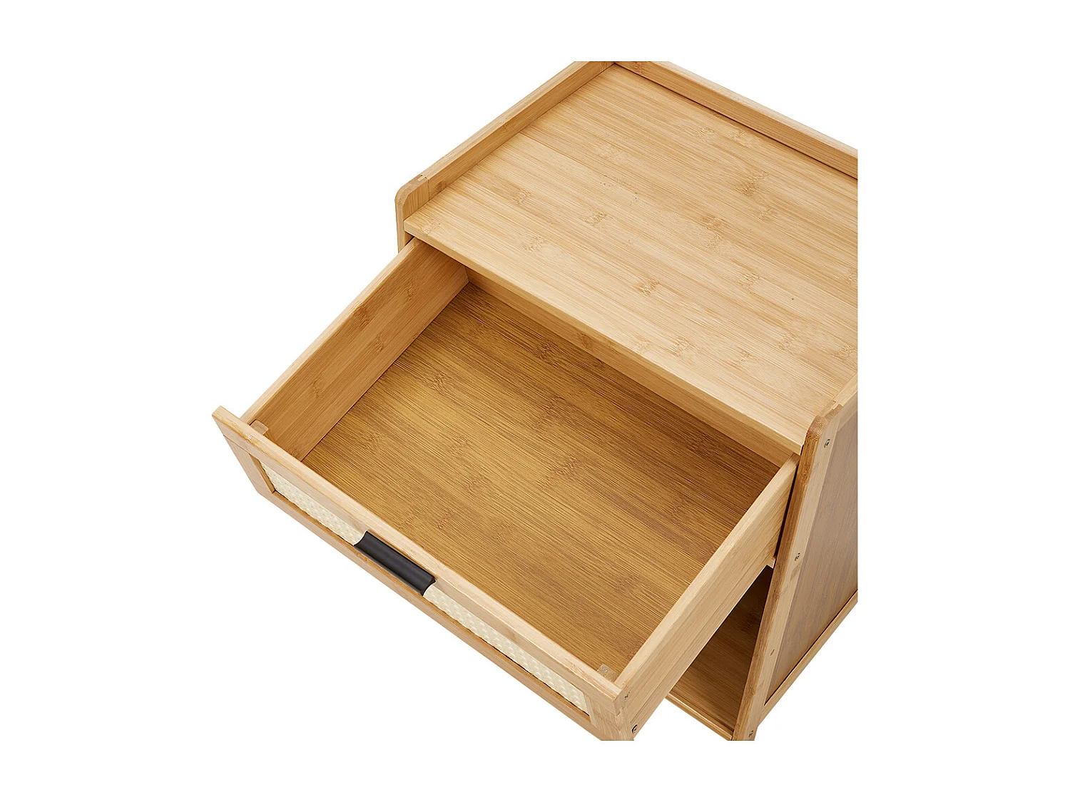 Natural Solid Wood Nightstand with Drawer and Sliding Door