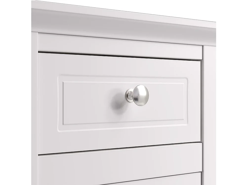 White Wooden Bedside Table with 1 Drawer and 1 Cabinet