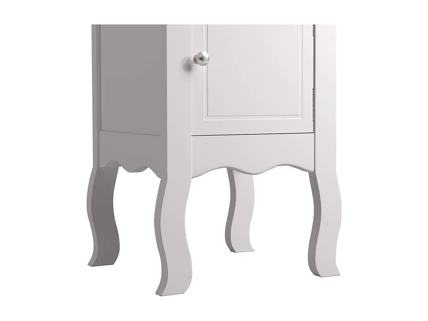 White Wooden Bedside Table with 1 Drawer and 1 Cabinet