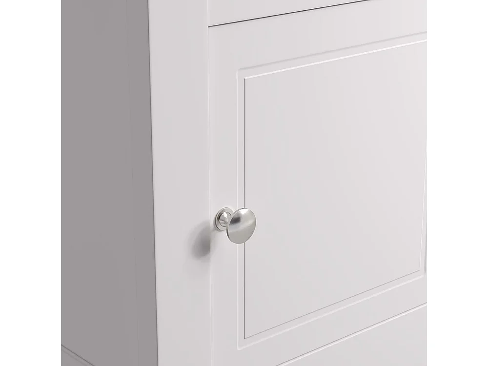 White Wooden Bedside Table with 1 Drawer and 1 Cabinet