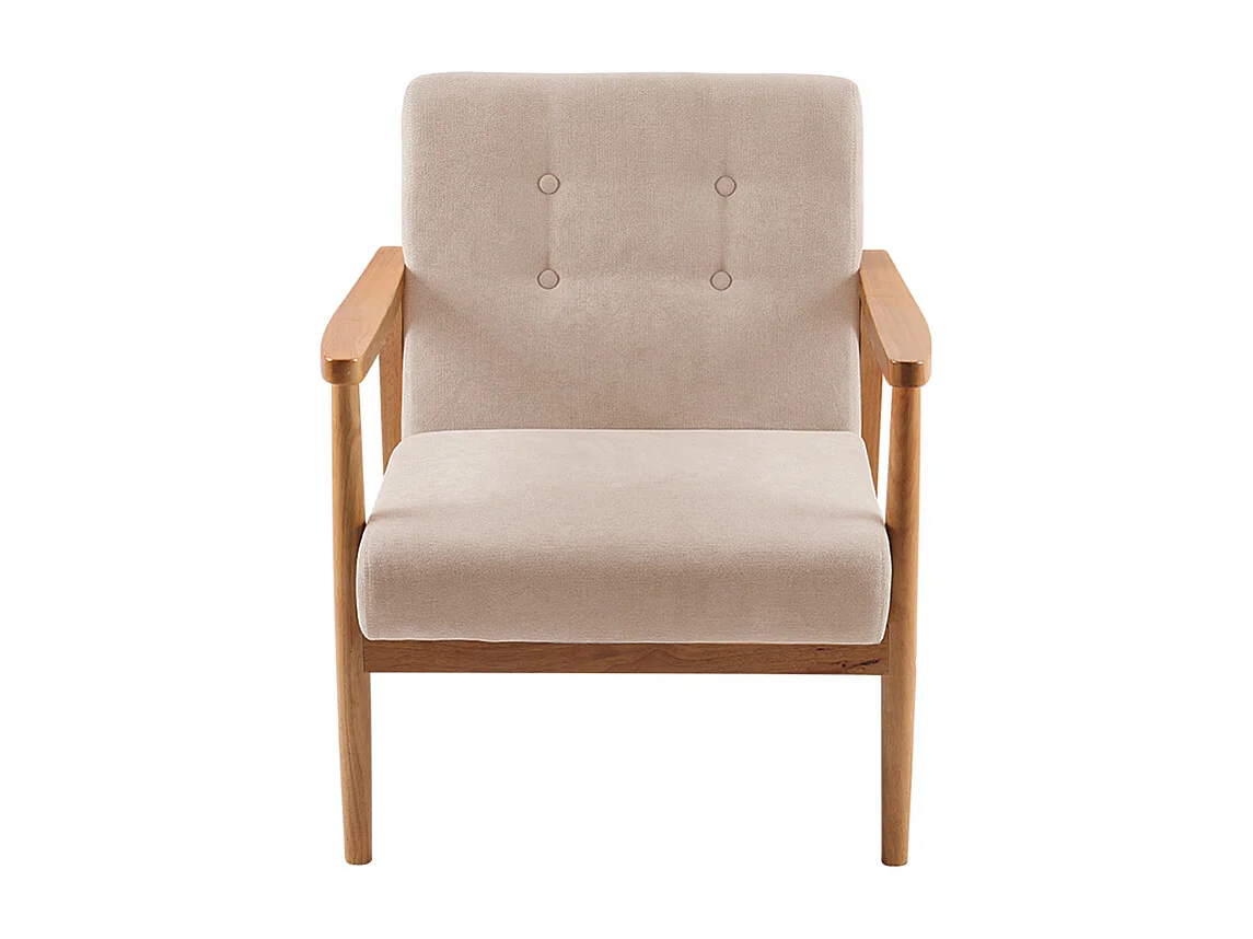 Beige Modern Upholstered Wooden Armchair