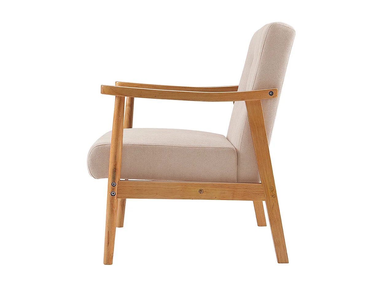 Beige Modern Upholstered Wooden Armchair