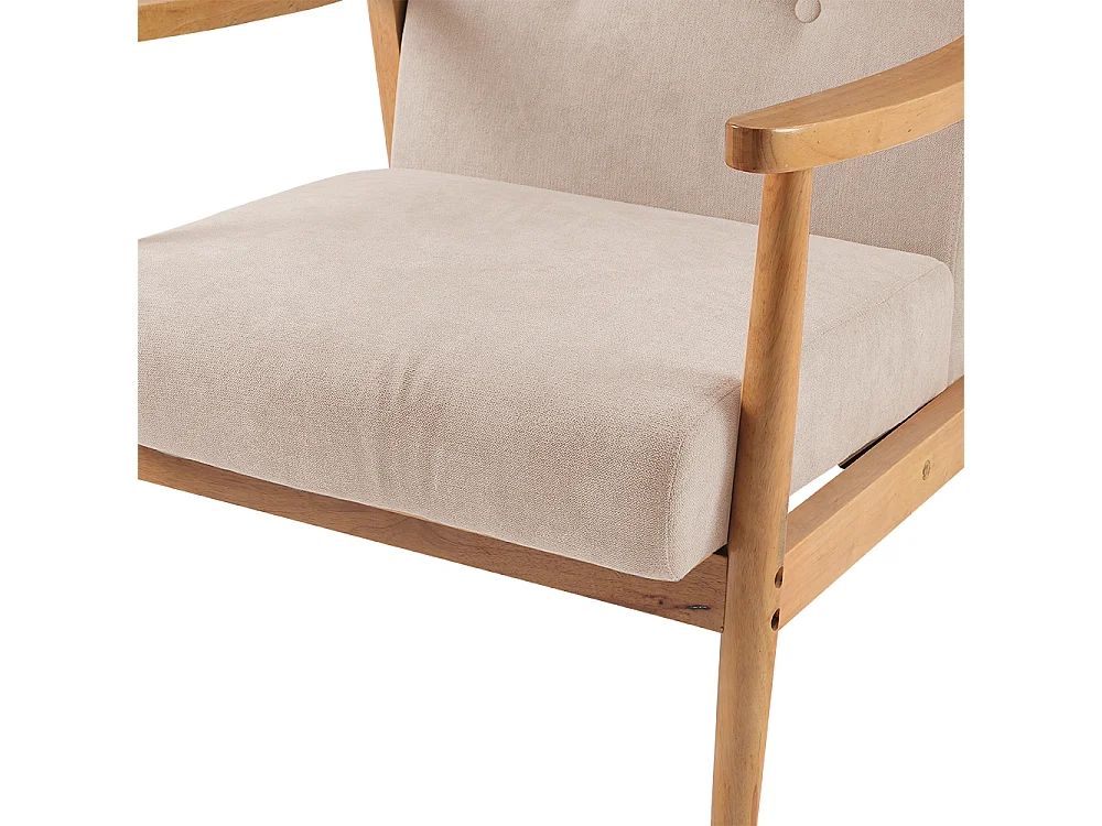 Beige Modern Upholstered Wooden Armchair