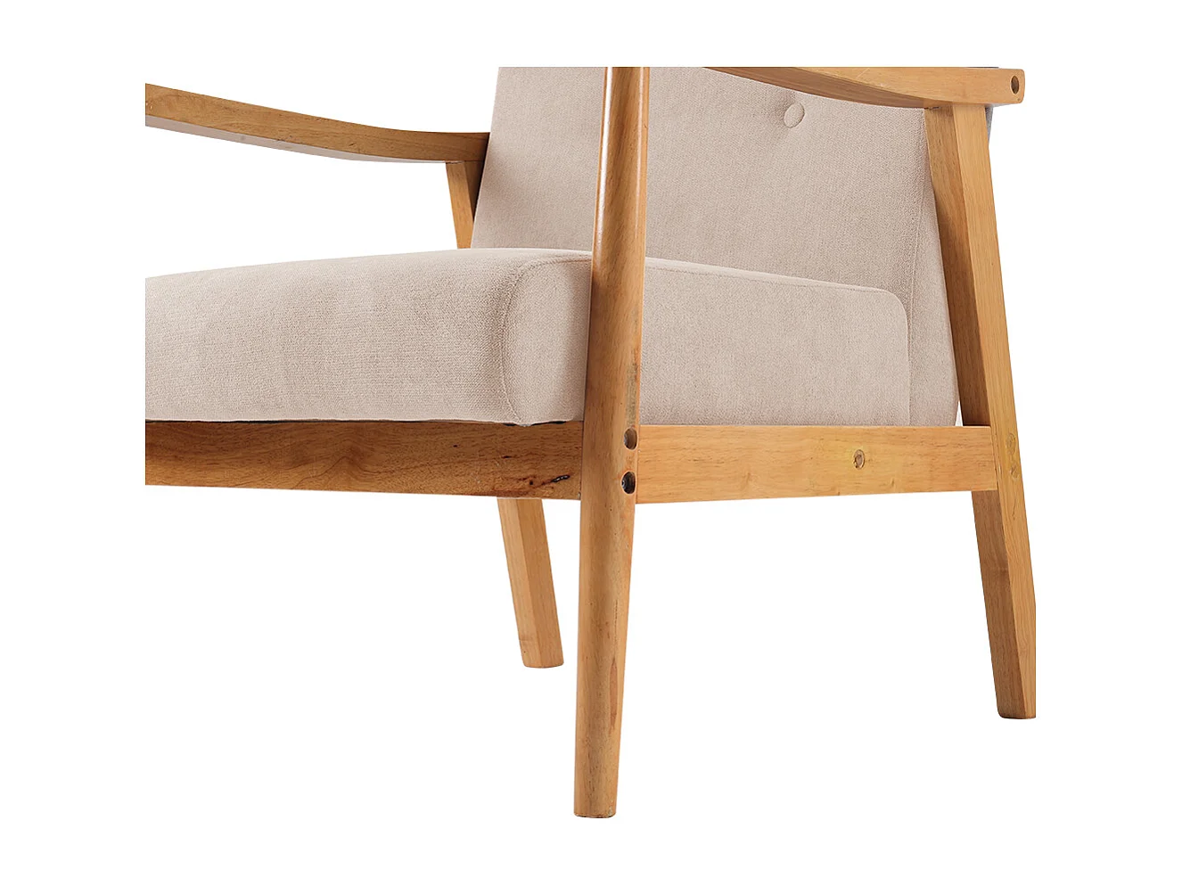 Beige Modern Upholstered Wooden Armchair