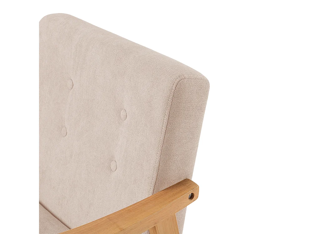 Beige Modern Upholstered Wooden Armchair