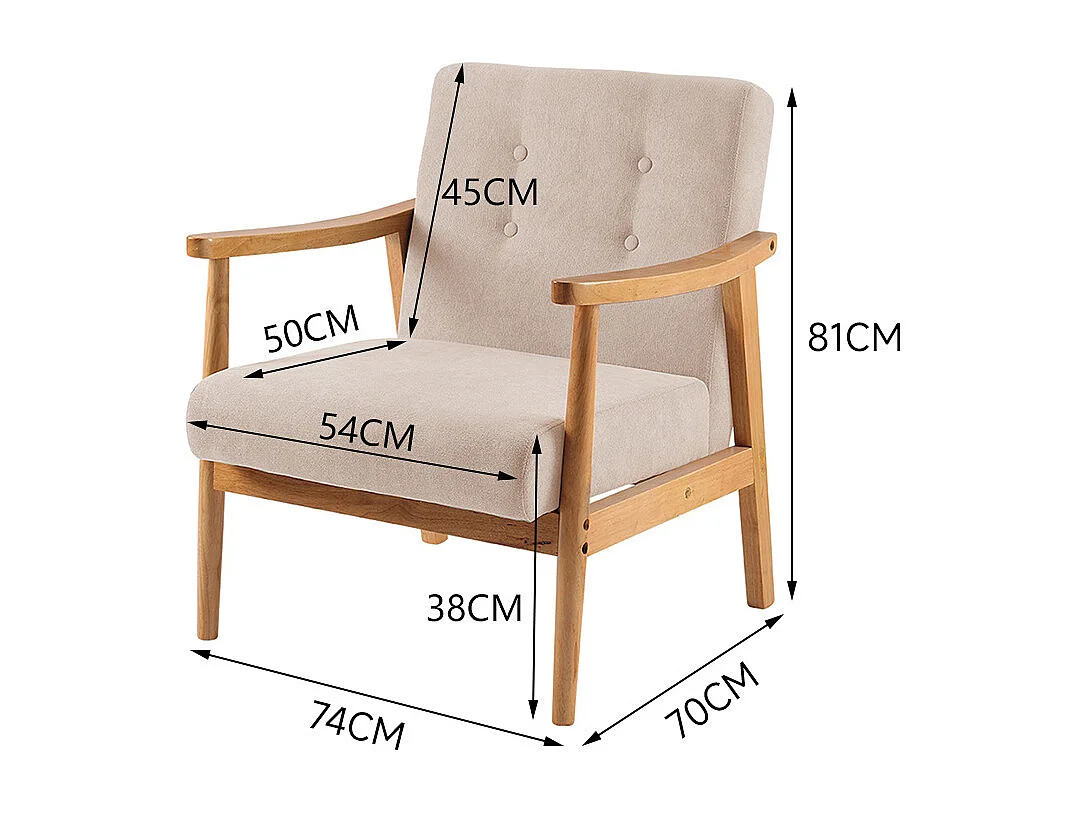 Beige Modern Upholstered Wooden Armchair