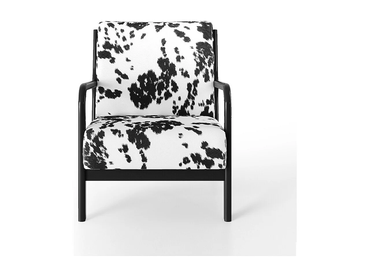 Black & White Spots Velvet Wooden Armchair