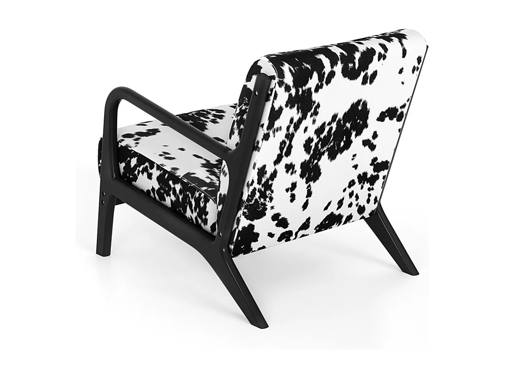 Black & White Spots Velvet Wooden Armchair