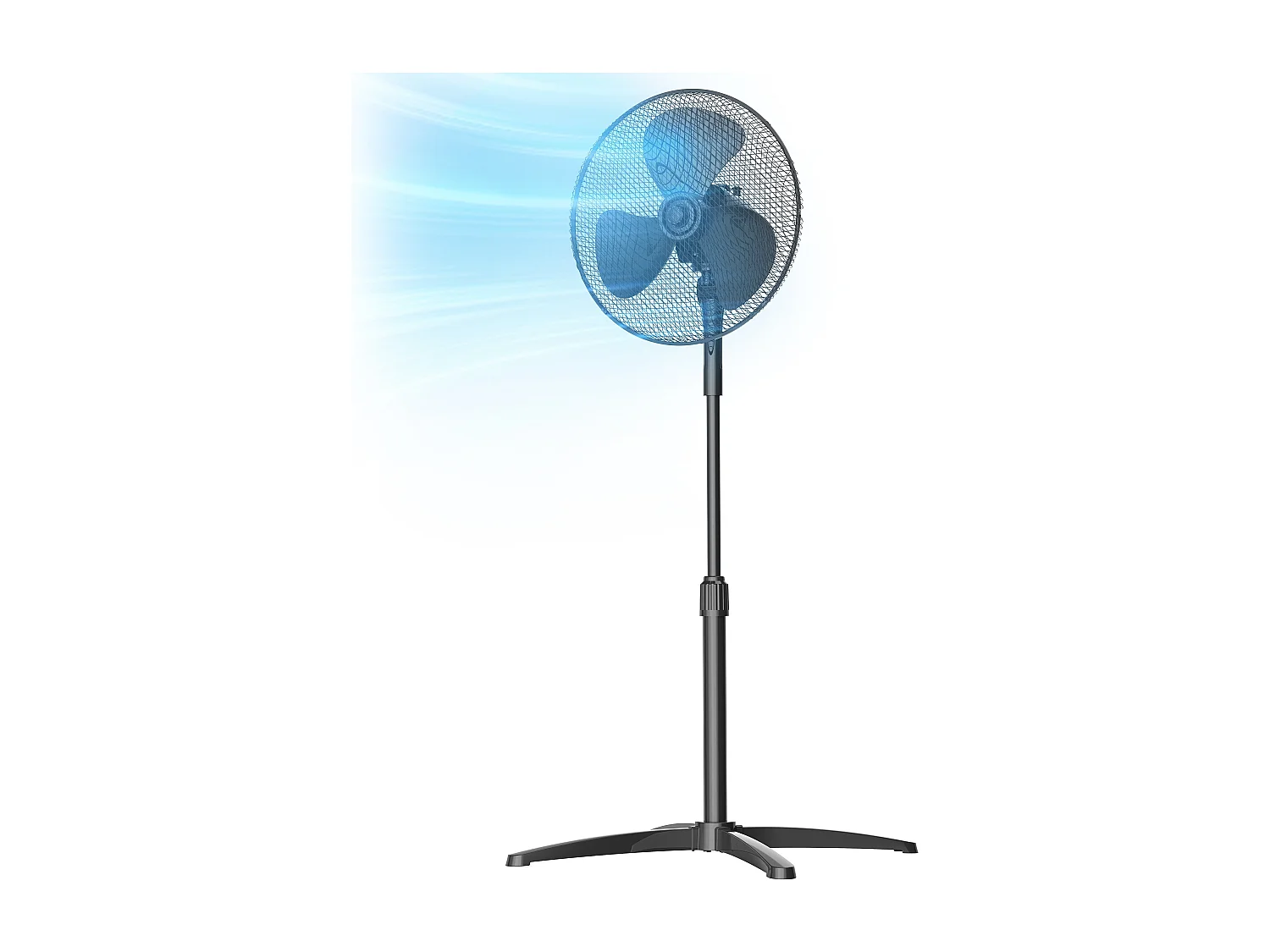 Black 3-Speed Pedestal Fan with Adjustable Height and Oscillation
