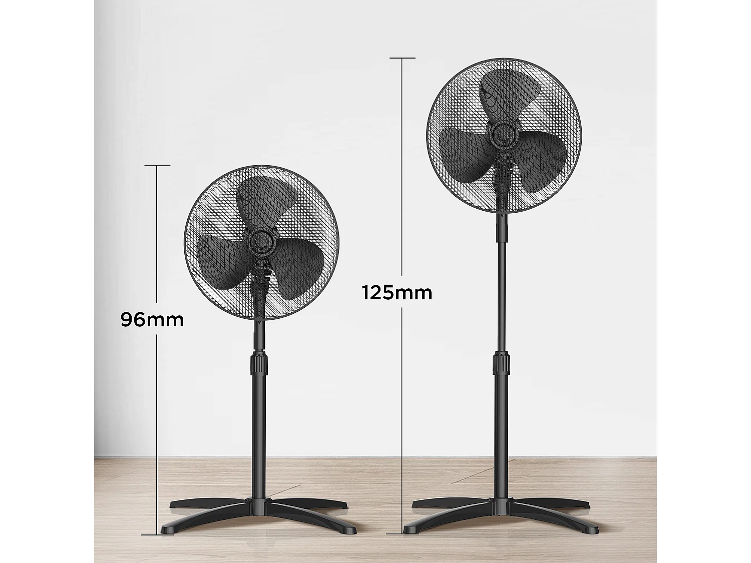 Black 3-Speed Pedestal Fan with Adjustable Height and Oscillation
