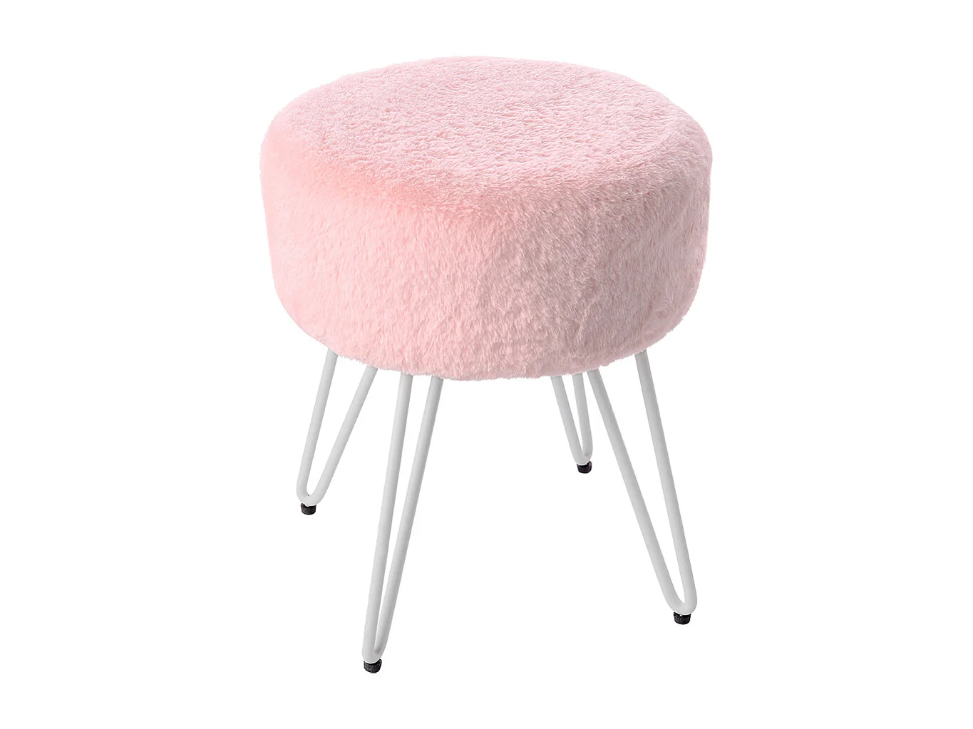 Pink Plush Vanity Stool