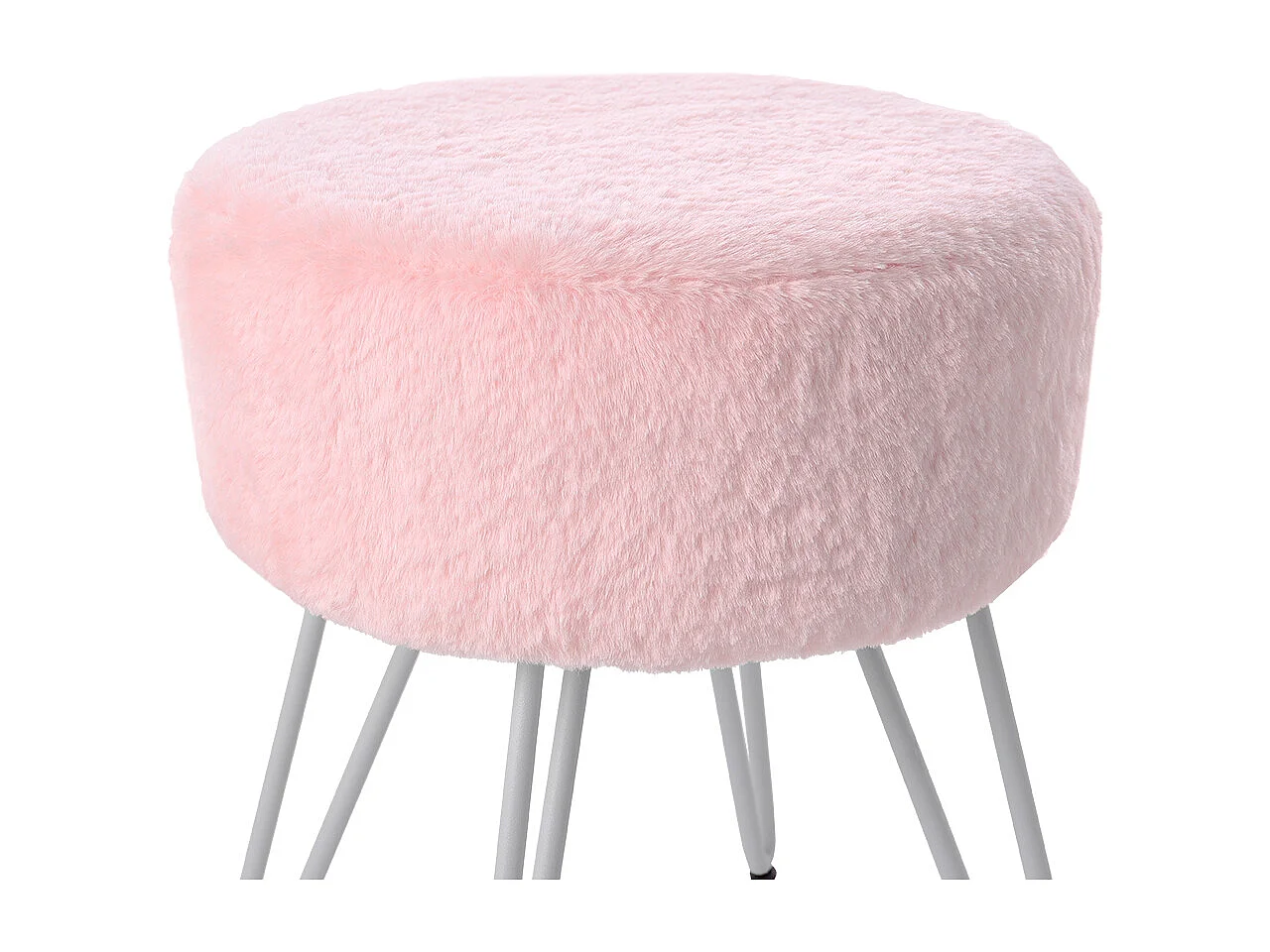 Pink Plush Vanity Stool