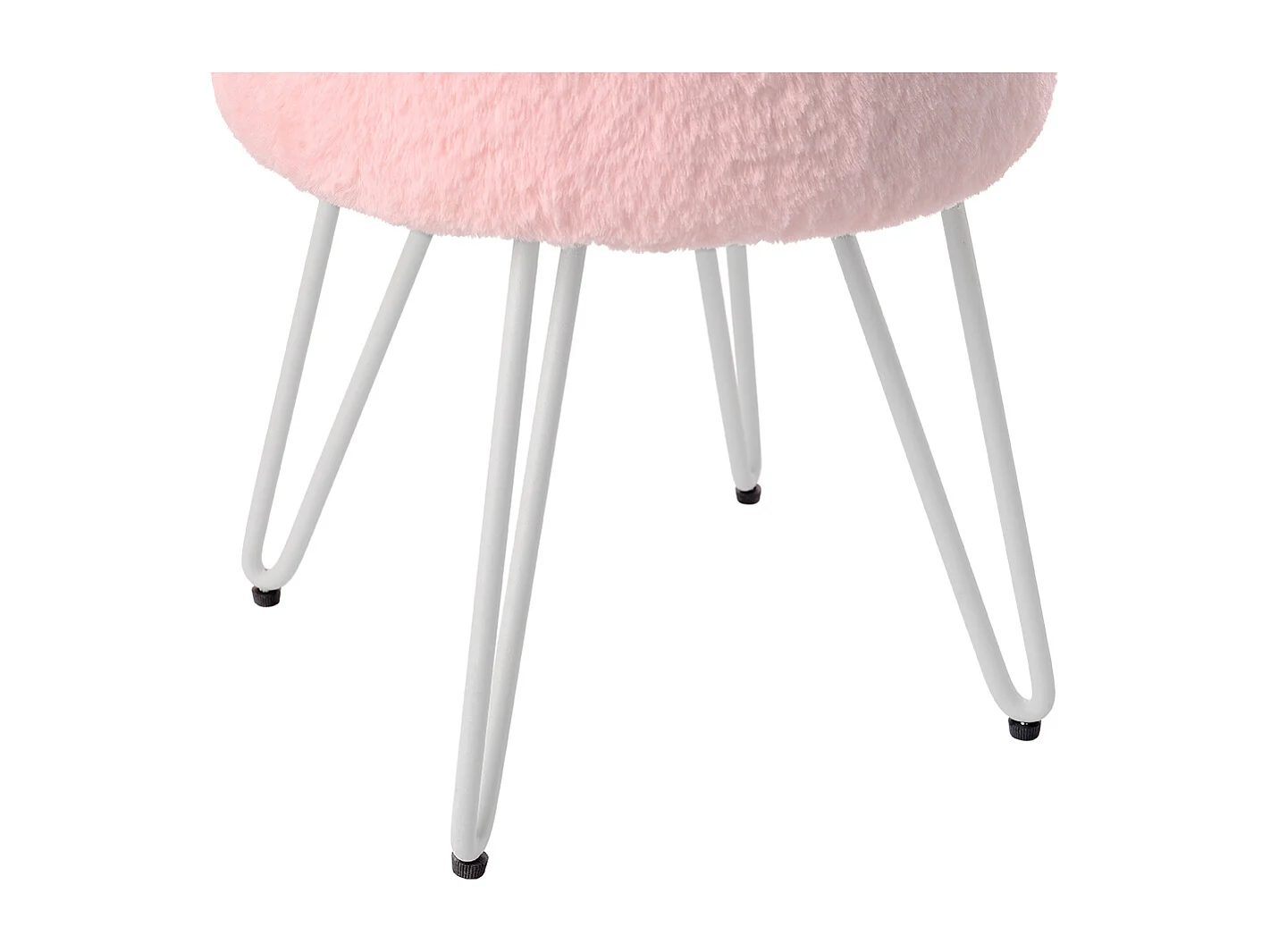 Pink Plush Vanity Stool