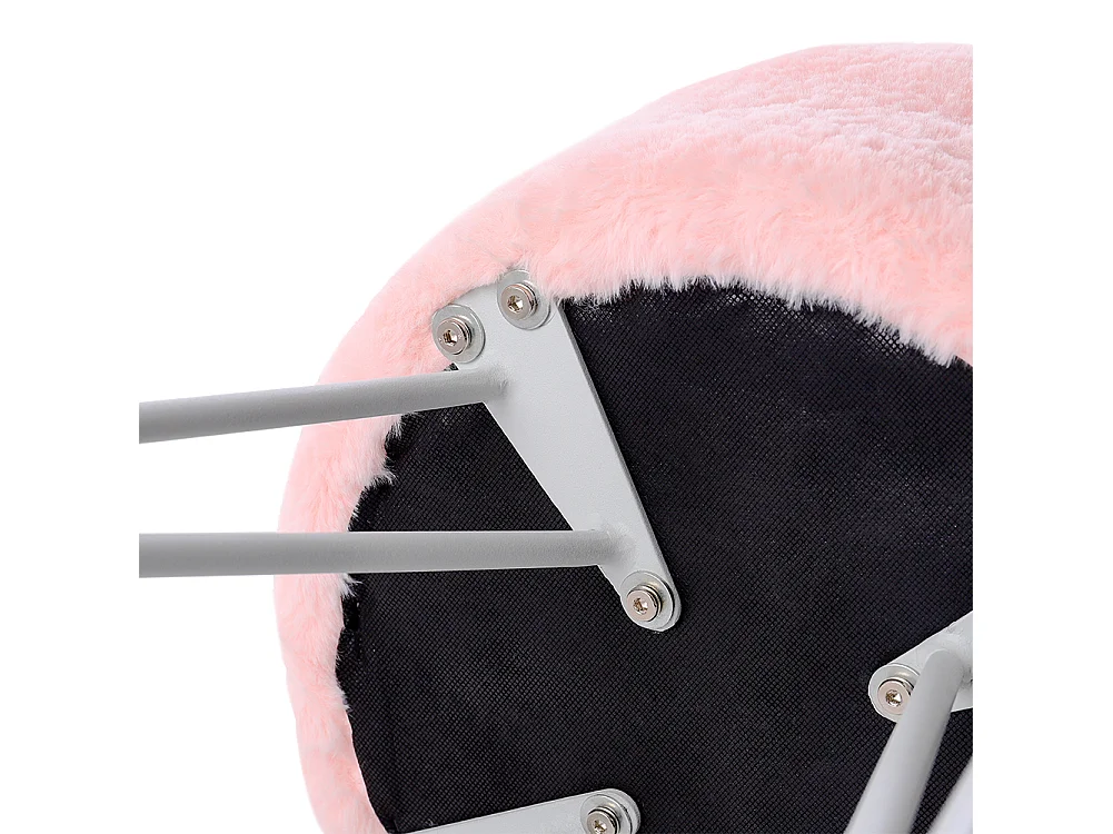 Pink Plush Vanity Stool