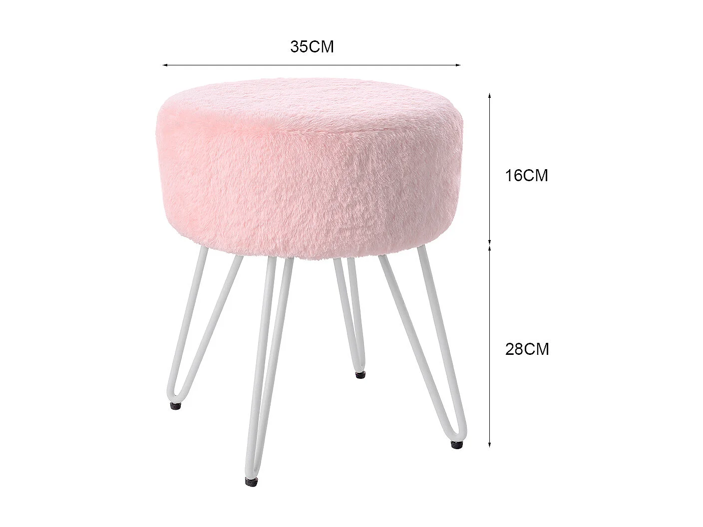 Pink Plush Vanity Stool