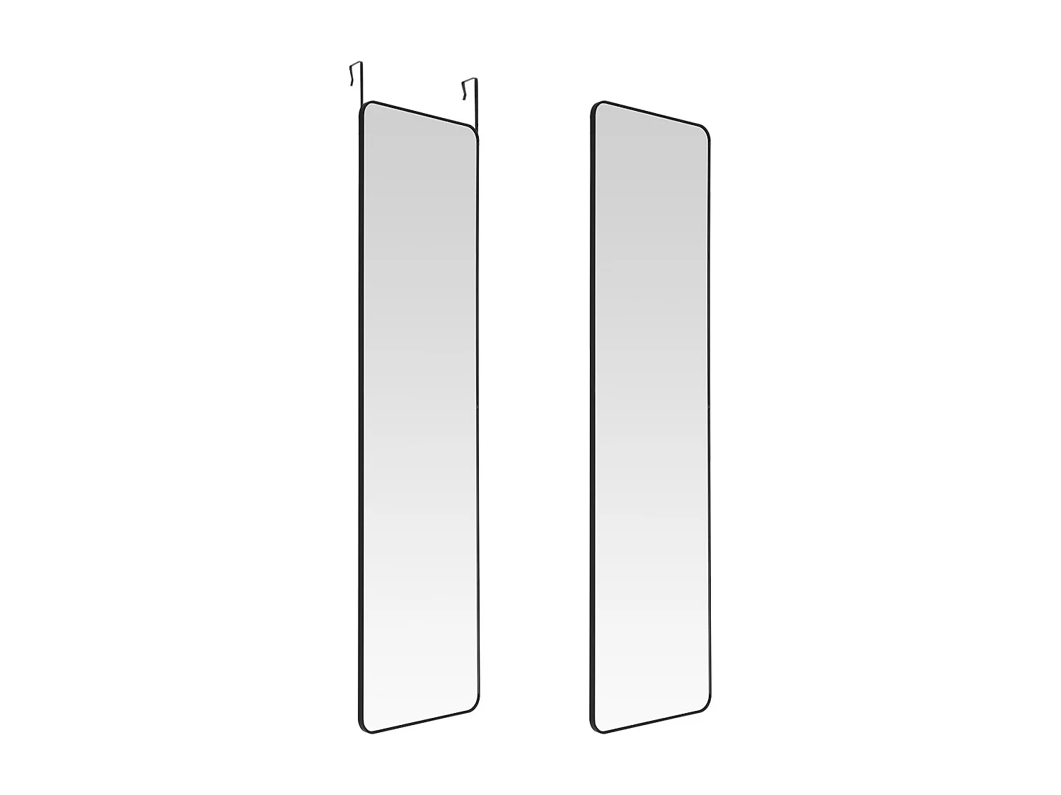 Black Metal Over the Door Full Length Mirror with Rounded Corners