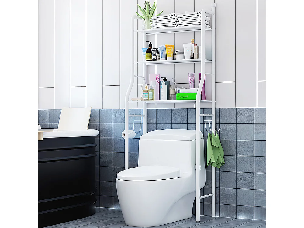 3-Tier White Metal Over Toilet Organizer