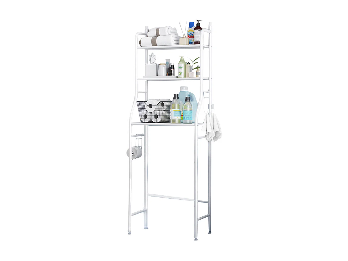 3-Tier White Metal Over Toilet Organizer