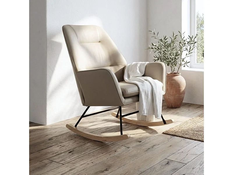 Poltrona de baloiço com pernas de madeira cinzento 97x77x88cm