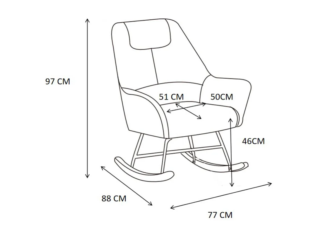 Poltrona de baloiço com pernas de madeira cinzento 97x77x88cm