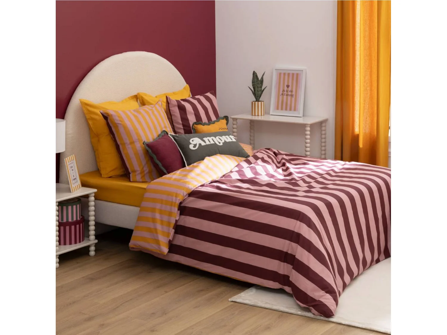 Coussin coton rose 10x38x38cm