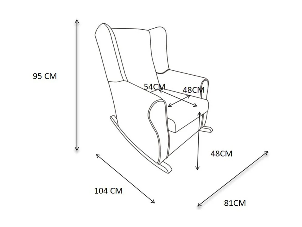 Schaukelsessel mit Beinen Holz beige 95x81x104cm