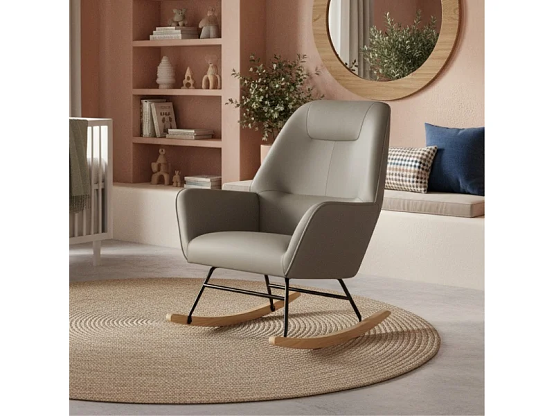 Poltrona de baloiço com pernas de madeira Lotso 97x77x88cm