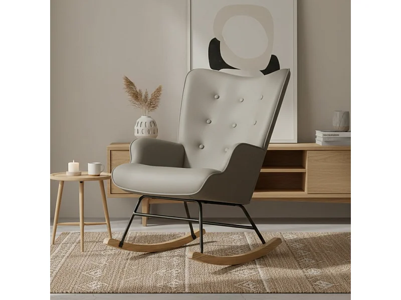 Schaukelsessel Polyester grau 91x68x85cm