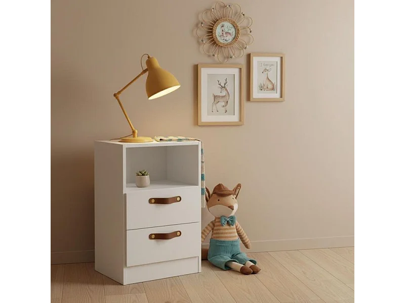 Kommode 2 Schubladen weiß 74x42x42cm