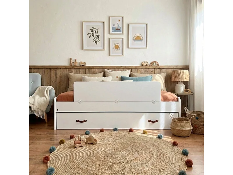 Barrière lit mélamine blanc 33.8x150x2.5cm