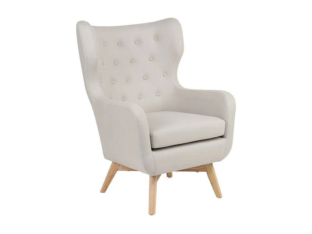 Fauteuil à oreilles polyester beige 101x75x85cm