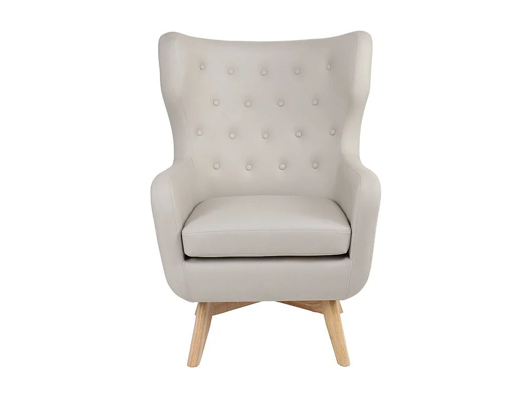 Fauteuil à oreilles polyester beige 101x75x85cm