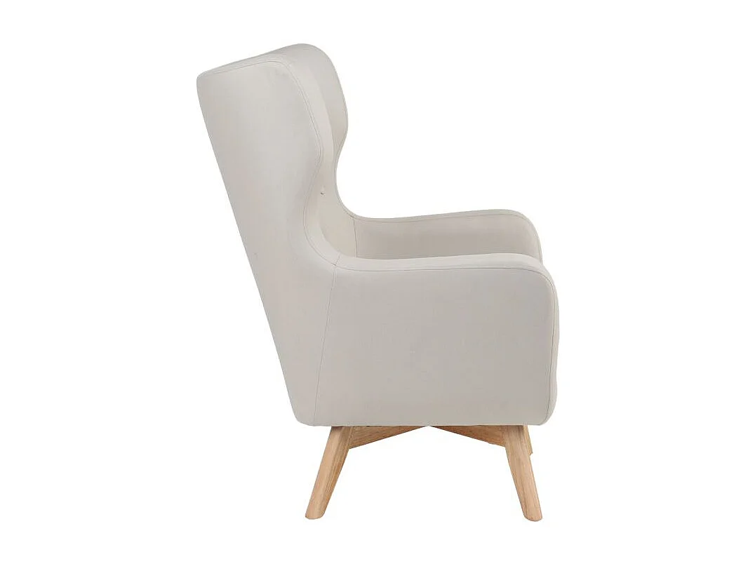 Fauteuil à oreilles polyester beige 101x75x85cm