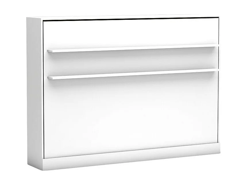 Lit escamotable horizontal mélamine blanc 153x214x38cm
