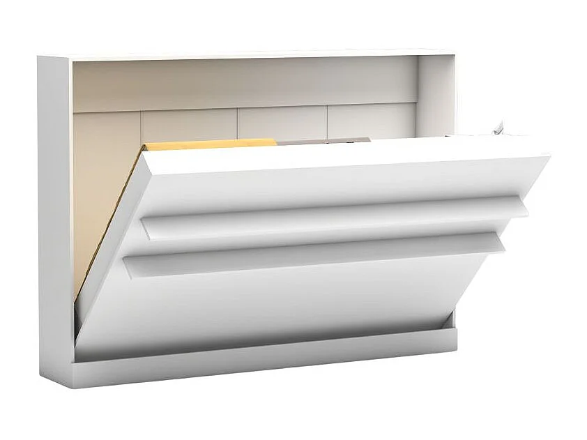 Lit escamotable horizontal mélamine blanc 153x214x38cm