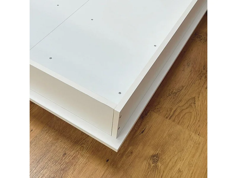 Lit escamotable horizontal mélamine blanc 153x214x38cm