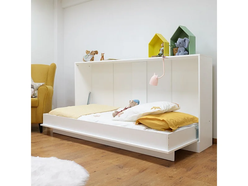 Lit escamotable blanc 108x215x38cm
