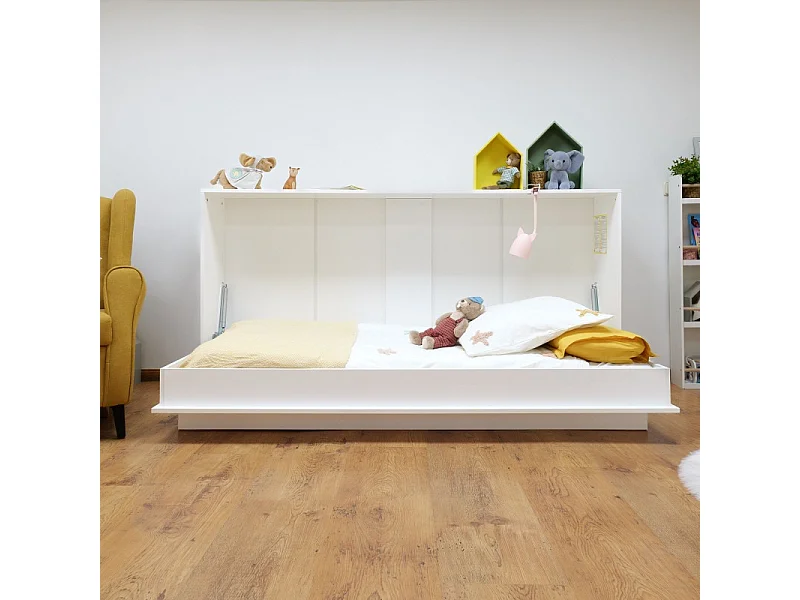 Lit escamotable blanc 108x215x38cm