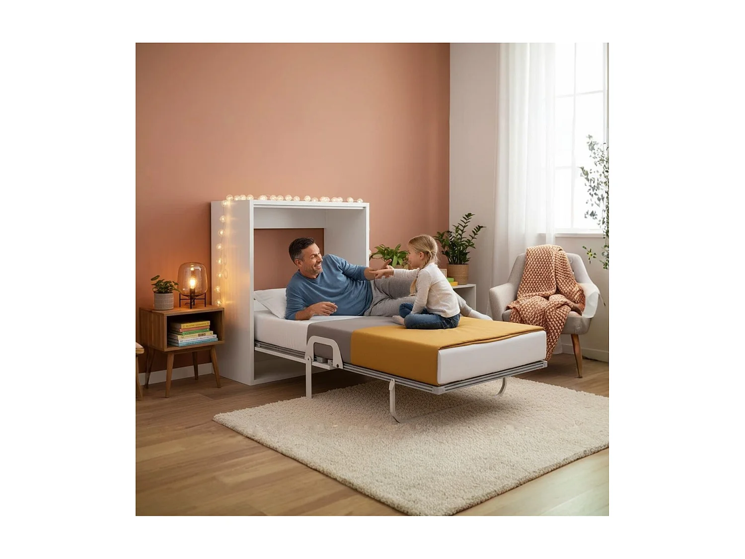 Lit pliant blanc 120x164x230cm