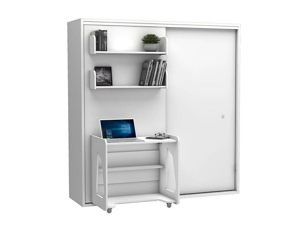 Lit escamotable chambre complète avec matelas blanc 208x200x212 cm