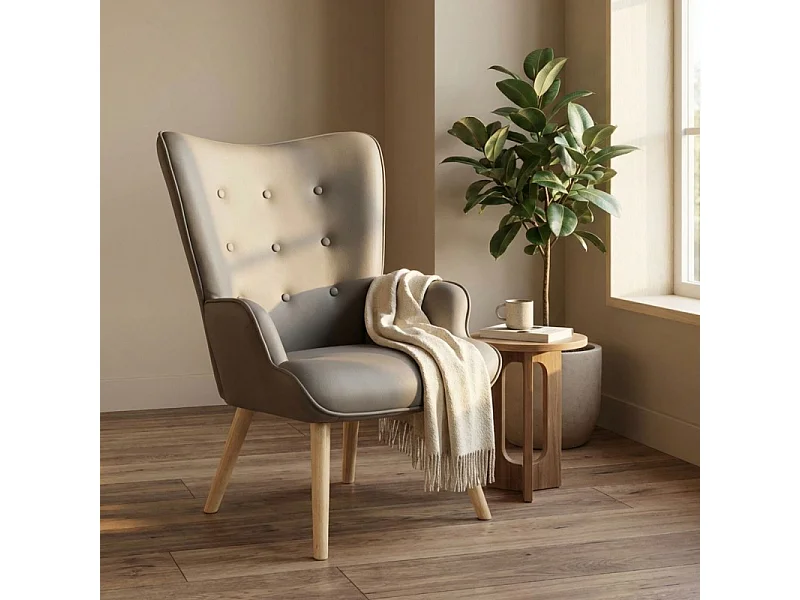 Schommelstoel met poten hout grijs 96x66x74cm