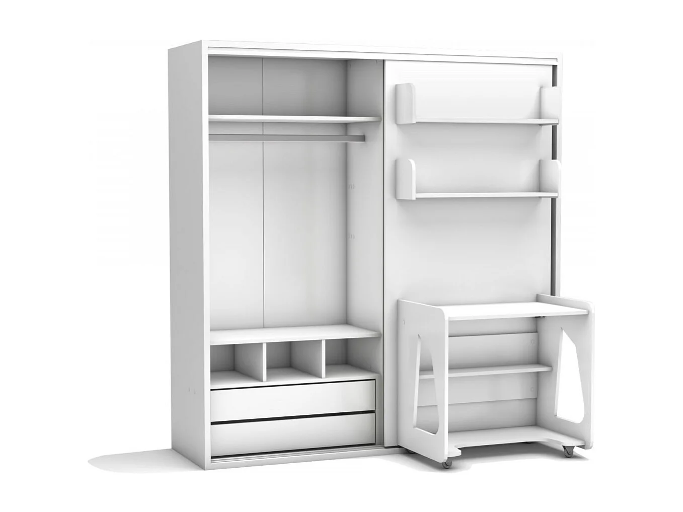 Lit escamotable chambre complète blanc 119x110x234cm
