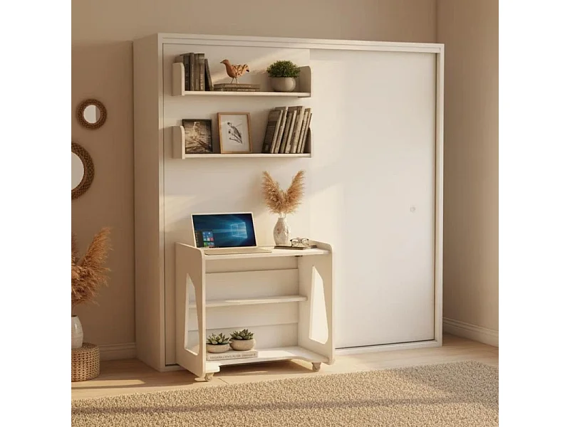 Lit escamotable chambre complète blanc 119x110x234cm