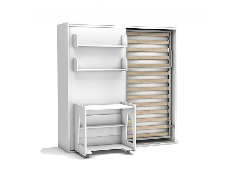 Lit escamotable chambre complète blanc 119x110x234cm