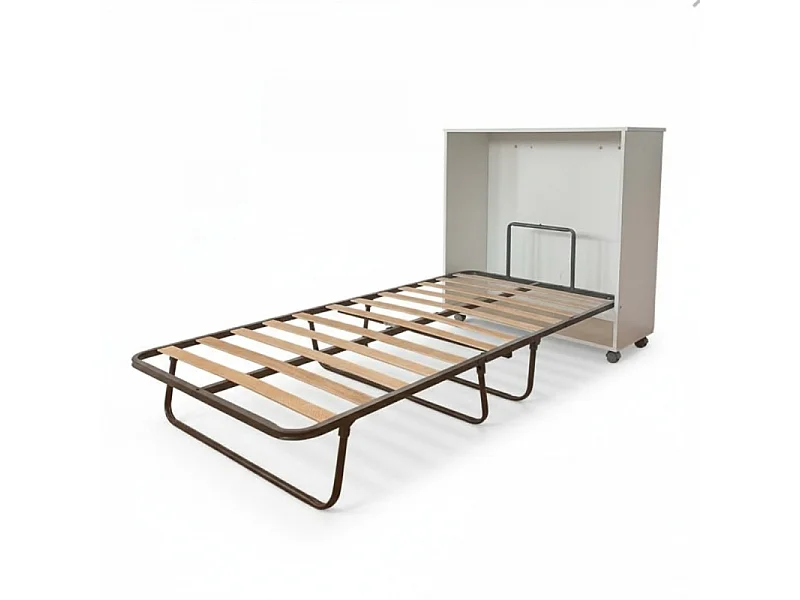 Lit pliable avec matelas mélamine blanc 106x99.2x40.2cm